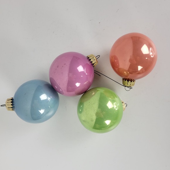Vintage Christmas by Krebs Ornaments Pastel Glass Crowns Set of 4 - Picture 1 of 8